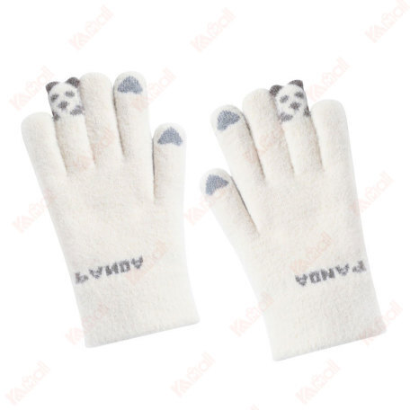 white knitted glove for women